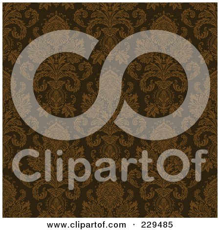 Royalty-Free (RF) Clipart Illustration of a Seamless Background Pattern Of Complex Brown Damask by BestVector