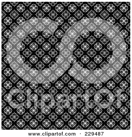 Royalty-Free (RF) Clipart Illustration of a Seamless Background Pattern Of Black And White Floral Diamonds by BestVector