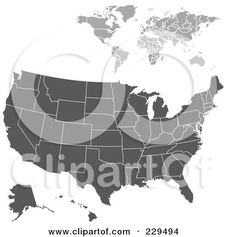 Royalty-Free (RF) Clipart Illustration of a Digital Collage Of Gray Maps - 1 by BestVector