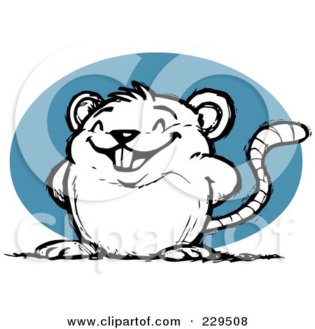 Royalty-Free (RF) Clipart Illustration of a Proud Rat Over A Blue Oval by Qiun