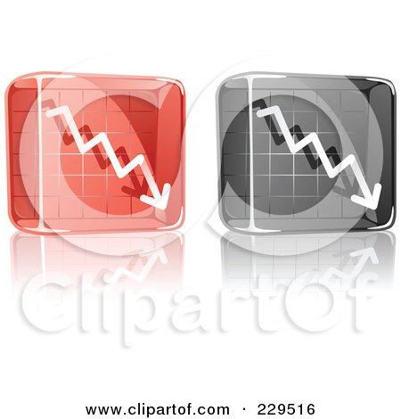 Royalty-Free (RF) Clipart Illustration of a Digital Collage Of Black And Red Glass Decline Graph Icons by Qiun
