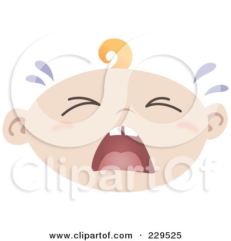 Royalty-Free (RF) Clipart Illustration of a Crying Baby Face by Qiun
