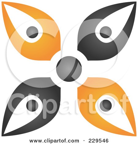 Royalty-Free (RF) Clipart Illustration of an Abstract Black And Orange Logo Icon - 4 by Qiun