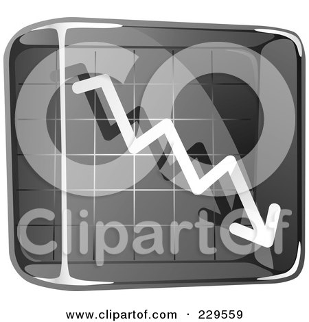 Royalty-Free (RF) Clipart Illustration of a Black Glass Decline Graph Icon by Qiun