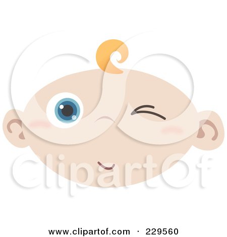 Royalty-Free (RF) Clipart Illustration of a Winking Baby Face by Qiun