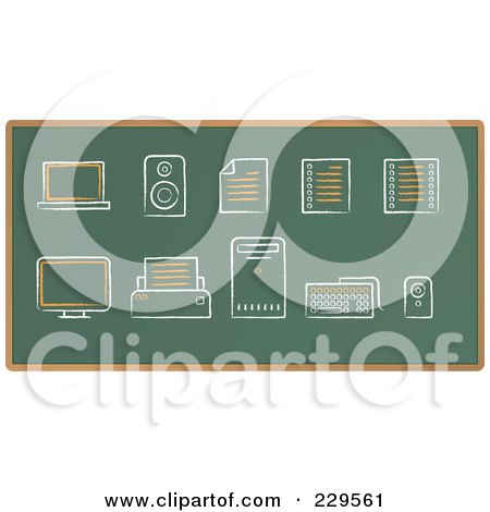 Royalty-Free (RF) Clipart Illustration of a Digital Collage Of Chalkboard Sketch Icons - 2 by Qiun