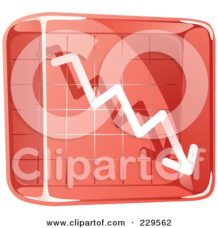 Royalty-Free (RF) Clipart Illustration of a Red Glass Decline Graph Icon by Qiun