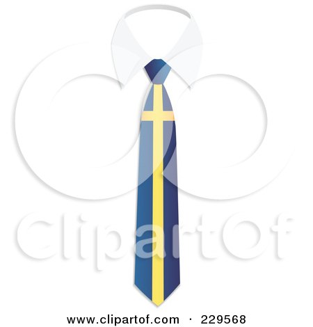 Royalty-Free (RF) Clipart Illustration of a Sweden Flag Business Tie And White Collar by Qiun