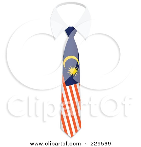 Royalty-Free (RF) Clipart Illustration of a Malaysia Flag Business Tie And White Collar by Qiun