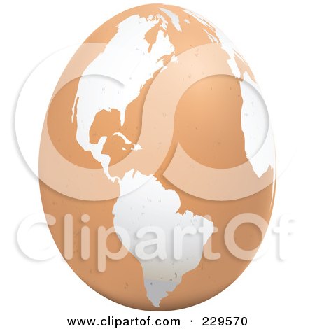 Royalty-Free (RF) Clipart Illustration of a Brown Egg With An American Map On It - 1 by Qiun