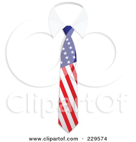 Royalty-Free (RF) Clipart Illustration of an American Flag Business Tie And White Collar by Qiun