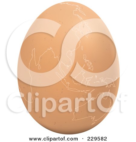 Royalty-Free (RF) Clipart Illustration of a Brown Egg With An Asian Map On It - 3 by Qiun