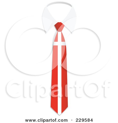 Royalty-Free (RF) Clipart Illustration of a Denmark Flag Business Tie And White Collar by Qiun