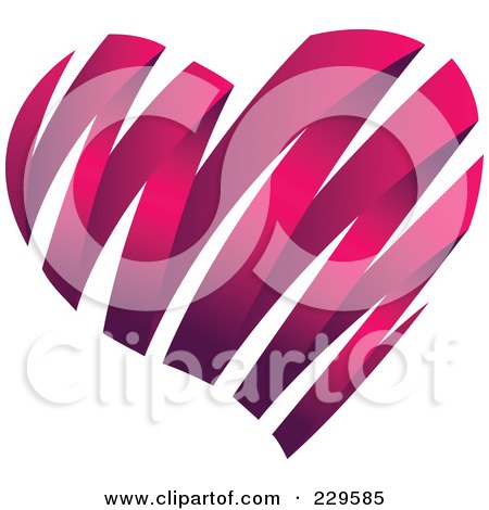 Royalty-Free (RF) Clipart Illustration of a Dark Pink Ribbon Heart by Qiun
