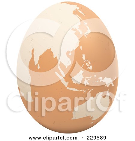 Royalty-Free (RF) Clipart Illustration of a Brown Egg With An Asian Map On It - 2 by Qiun