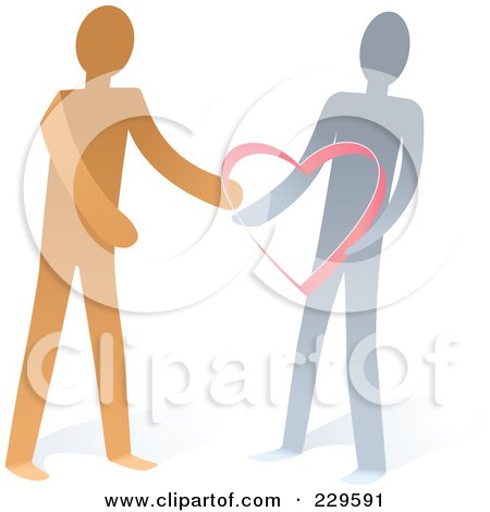 Royalty-Free (RF) Clipart Illustration of Two Paper People With A Heart by Qiun