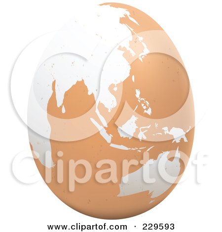 Royalty-Free (RF) Clip Art Illustration of a Brown Egg With An Asian Map On It - 1 by Qiun