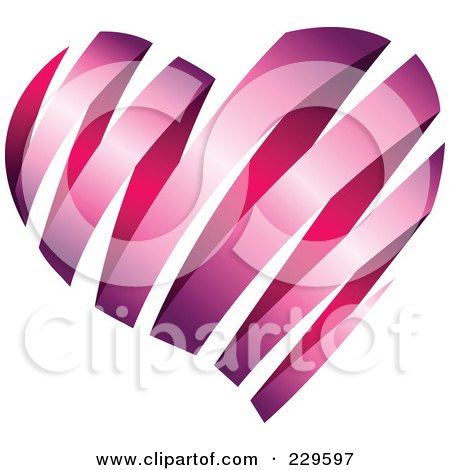 Royalty-Free (RF) Clipart Illustration of a Shiny Pink Heart Ribbon by Qiun