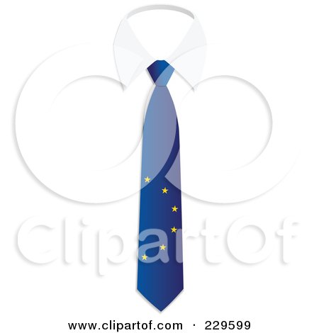 Royalty-Free (RF) Clipart Illustration of a Europe Flag Business Tie And White Collar by Qiun