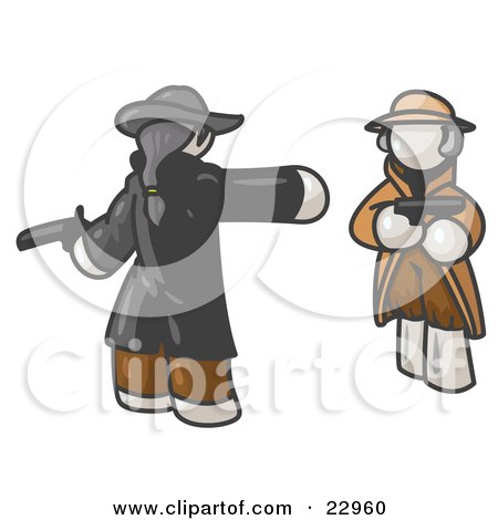 Clipart Illustration of a White Man Challenging Another White Man to a Duel With Pistils  by Leo Blanchette