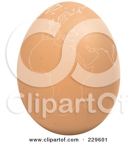 Royalty-Free (RF) Clipart Illustration of a Brown Egg With An African Map On It - 3 by Qiun