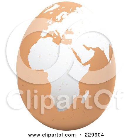 Royalty-Free (RF) Clipart Illustration of a Brown Egg With An African Map On It - 1 by Qiun