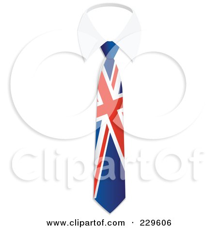 Royalty-Free (RF) Clipart Illustration of a Union Jack Flag Business Tie And White Collar by Qiun