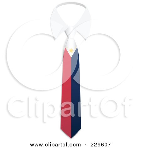 Royalty-Free (RF) Clipart Illustration of a Philippines Flag Business Tie And White Collar by Qiun