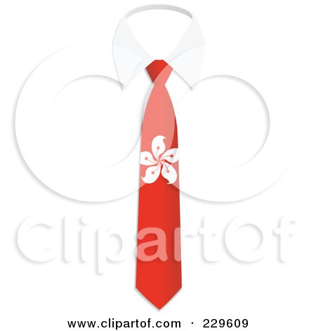Royalty-Free (RF) Clipart Illustration of a Hong Kong Flag Business Tie And White Collar by Qiun