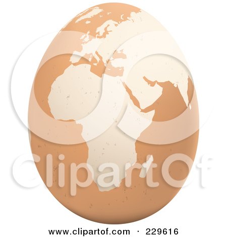Royalty-Free (RF) Clipart Illustration of a Brown Egg With An African Map On It - 2 by Qiun