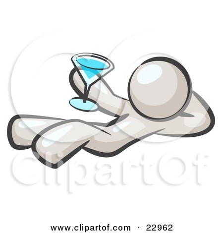 Clipart Illustration of a White Man Kicking Back And Relaxing With A Martini Beverage by Leo Blanchette