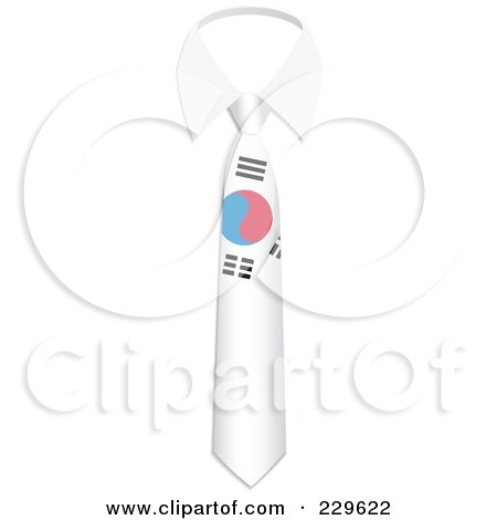 Royalty-Free (RF) Clipart Illustration of a South Korea Flag Business Tie And White Collar by Qiun