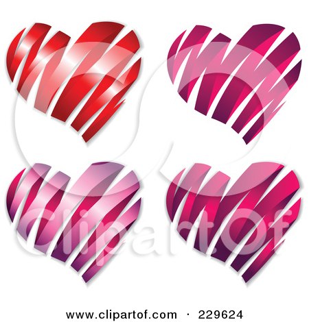 Royalty-Free (RF) Clipart Illustration of a Digital Collage Of Matte And Shiny Ribbon Hearts by Qiun