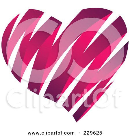 Royalty-Free (RF) Clipart Illustration of a Shiny Pink Ribbon Heart by Qiun