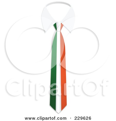 Royalty-Free (RF) Clipart Illustration of an Ireland Flag Business Tie And White Collar by Qiun