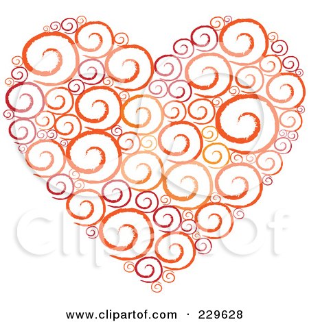 Royalty-Free (RF) Clipart Illustration of a Sketched Swirl Heart by Qiun