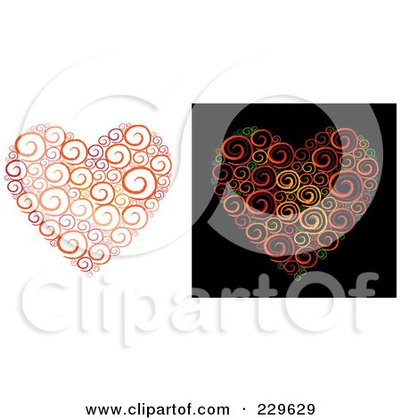 Royalty-Free (RF) Clipart Illustration of a Digital Collage Of Sketched Swirl Hearts by Qiun