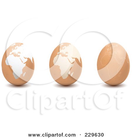 Royalty-Free (RF) Clipart Illustration of a Digital Collage Of Brown Eggs With African Maps by Qiun