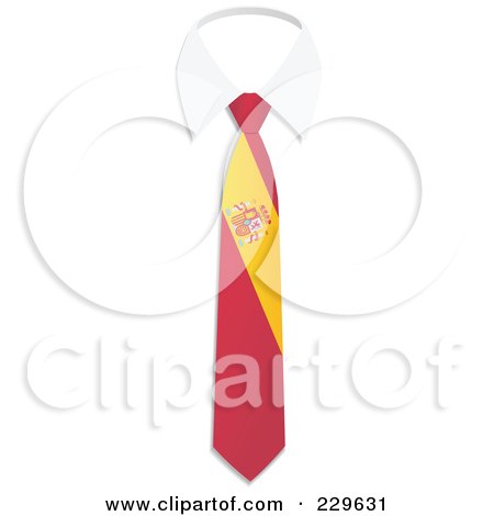 Royalty-Free (RF) Clipart Illustration of a Spain Flag Business Tie And White Collar by Qiun