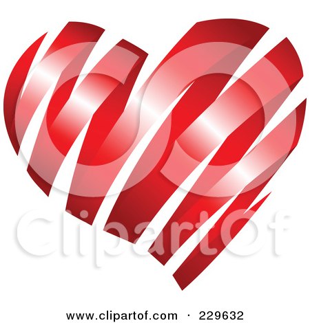 Royalty-Free (RF) Clipart Illustration of a Shiny Red Ribbon Heart by Qiun