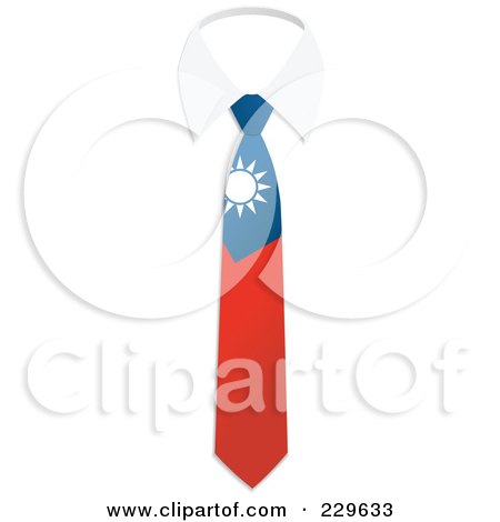 Royalty-Free (RF) Clipart Illustration of a China Flag Business Tie And White Collar by Qiun