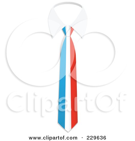 Royalty-Free (RF) Clipart Illustration of a France Flag Business Tie And White Collar by Qiun