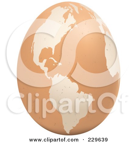 Royalty-Free (RF) Clipart Illustration of a Brown Egg With An American Map On It - 2 by Qiun