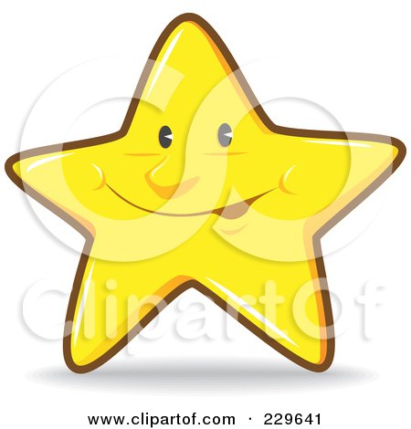 Royalty-Free (RF) Clipart Illustration of a Happy Yellow Star by Qiun
