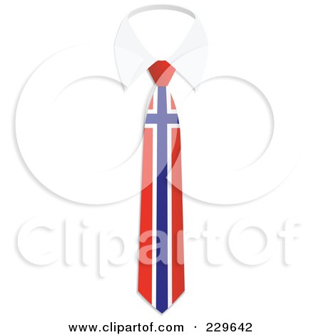 Royalty-Free (RF) Clipart Illustration of a Norway Flag Business Tie And White Collar by Qiun