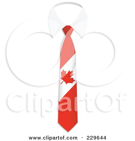 Royalty-Free (RF) Clipart Illustration of a Canadian Flag Business Tie And White Collar by Qiun