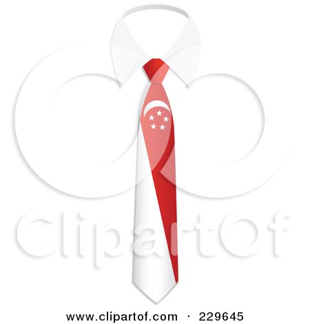 Royalty-Free (RF) Clipart Illustration of a Singapore Flag Business Tie And White Collar by Qiun