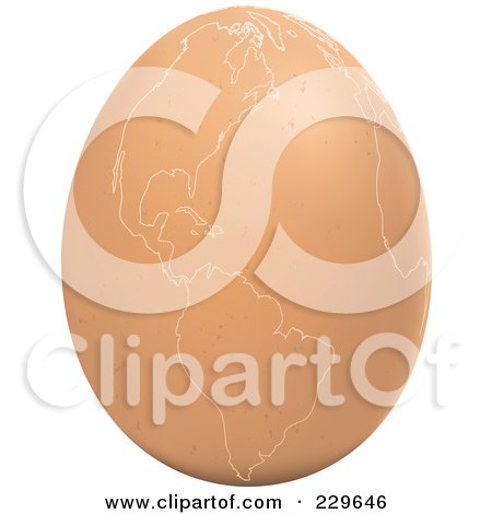 Royalty-Free (RF) Clipart Illustration of a Brown Egg With An American Map On It - 3 by Qiun