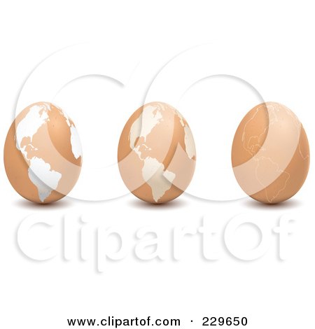 Royalty-Free (RF) Clipart Illustration of a Digital Collage Of Three Brown Eggs With American Maps by Qiun