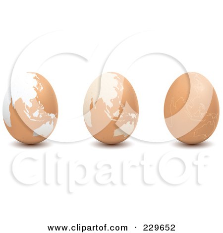 Royalty-Free (RF) Clipart Illustration of a Digital Collage Of Brown Eggs With Asian Maps by Qiun